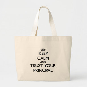 Houd kalm en vertrouw op uw hoofd grote tote bag