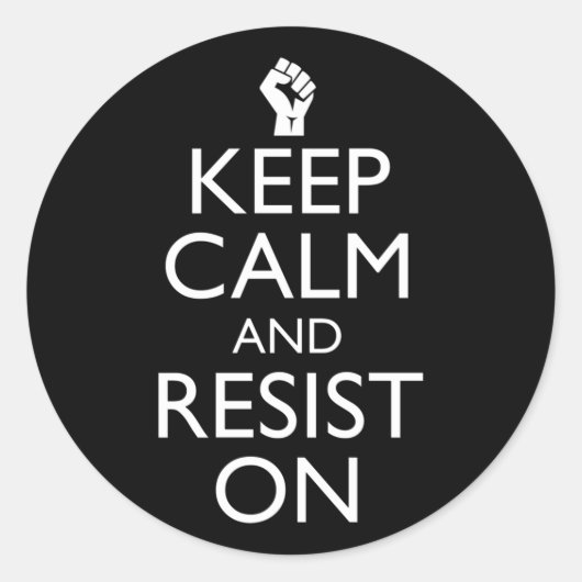 Houd kalm en verzet aan ronde sticker (Voorkant)
