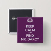 Houd Kalm en vind M. Darcy Jane Austen Vierkante Button 5,1 Cm (Voorkant /achterkant)