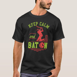Houd kalm en vlek op cricketventilatoren en atlete t-shirt