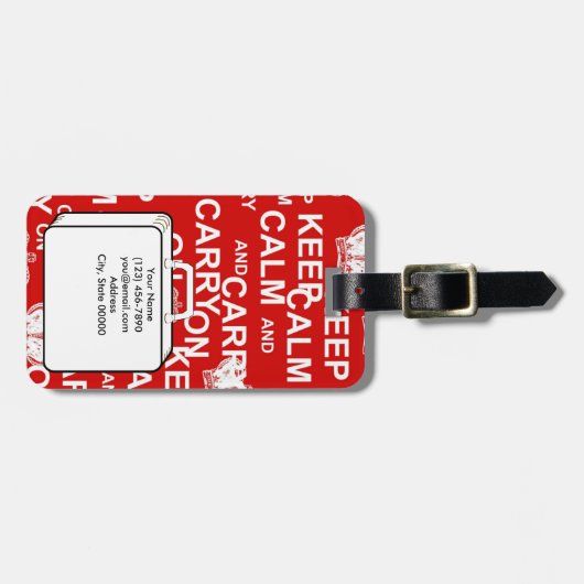 Houd kalm en voer op aangepast Bagagelabel (Voorkant horizontaal)