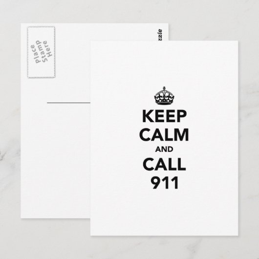 Houd Kalm en Vraag 911 Briefkaart (Voorkant / Achterkant)