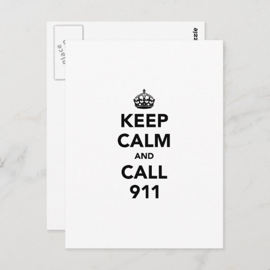 Houd Kalm en Vraag 911 Briefkaart (Voorkant / Achterkant)