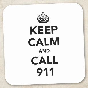 Houd Kalm en Vraag 911 Vierkante Sticker