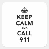 Houd Kalm en Vraag 911 Vierkante Sticker (Voorkant)