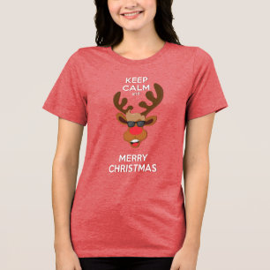 Houd kalm en vrolijk kerstrendier FEESTDAGEN Tri-Blend Shirt