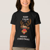 Houd kalm en vrolijk kerstrendier | FEESTDAGEN Tri-Blend Shirt (Voorkant)