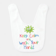Houd kalm en was uw handen baby bib
