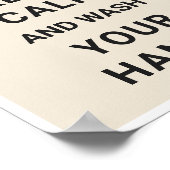 Houd kalm en was uw handen Coronavirus COVID-19 Poster (Hoek)