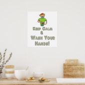 Houd kalm en was uw handen poster (Keuken)