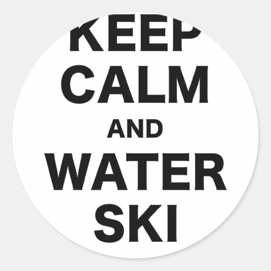 Houd kalm en waterski ronde sticker (Voorkant)