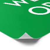 Houd kalm en we zijn open poster voor deur. (Hoek)