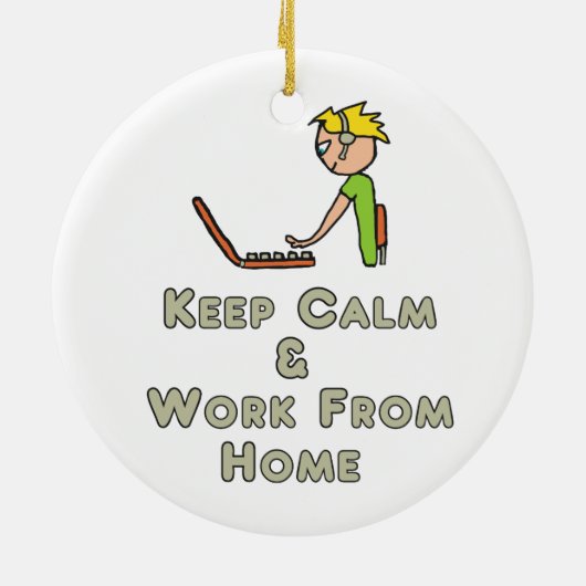 Houd kalm en werk thuis keramisch ornament (Achterkant)
