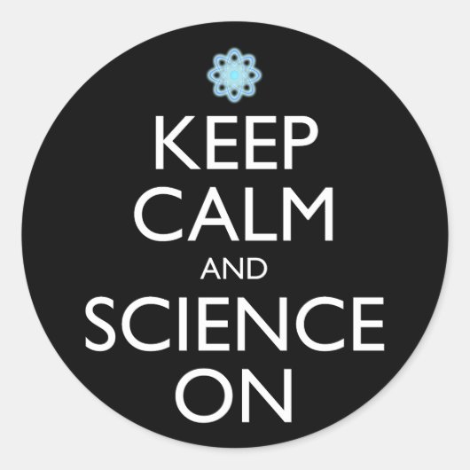 Houd kalm en wetenschap aan ronde sticker (Voorkant)