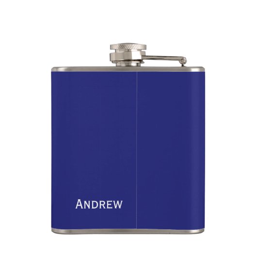 Houd kalm en zeil op blauw gepersonaliseerd heupfles (Achterkant)