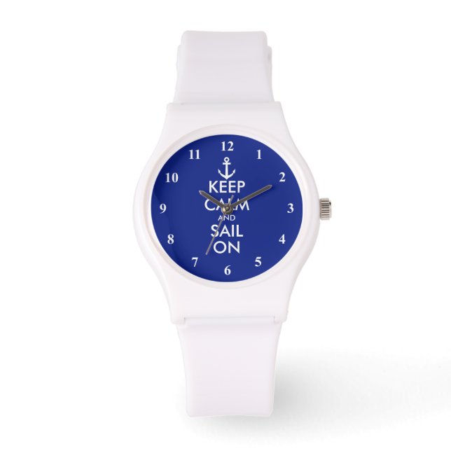 Houd kalm en zeil op nautische polshorloge cadeau horloge (Voorkant)