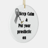 Houd kalm en zet uw prothese aan keramisch ornament (Rechts)