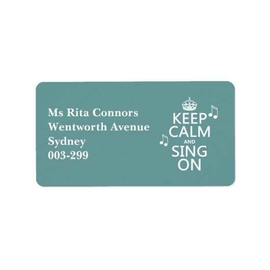 Houd kalm en Zing aan - alle kleuren Etiket (Voorkant)