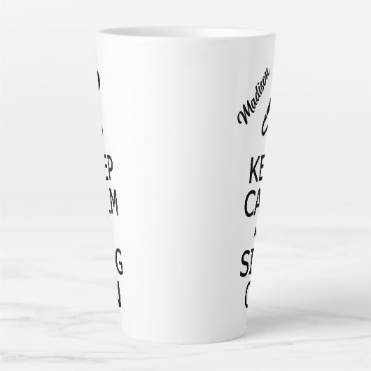 Houd kalm en Zing op douanenaam Latte Mok (Voorkant)