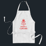 Houd kalm en zorg voor een cupcake voor het bakken standaard schort<br><div class="desc">Hou je rustig en heb een cupcake die schort bakt voor mama. Ontdek je eigen grappige manier om rustig te blijven en parodie voort te zetten. Keukenkeukenschorten voor mannen en vrouwen. Voeg je eigen prijsopgave toe.  typografie met rode kroon.</div>