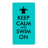 Houd Kalm en Zwem op Honu Zee Turtle Custom Etiket (Voorkant)