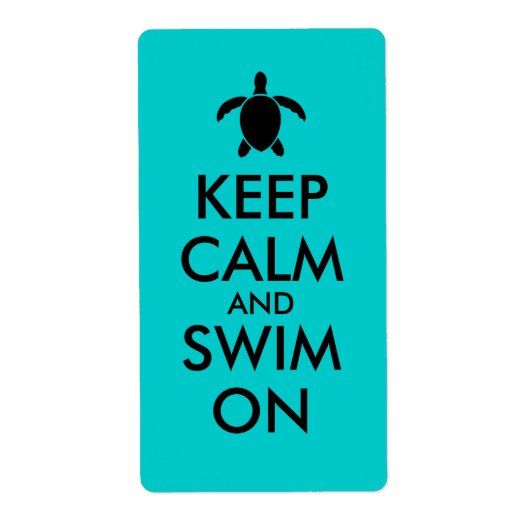 Houd Kalm en Zwem op Honu Zee Turtle Custom Etiket (Voorkant)