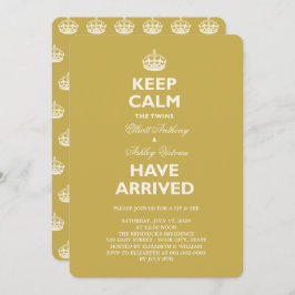 Houd kalm Funny Twins Baby Sip & See Party Invite Kaart