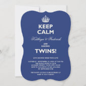 Houd kalm Funny Twins Couples Baby shower uitnodig Kaart (Voorkant)