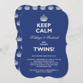 Houd kalm Funny Twins Couples Baby shower uitnodig Kaart