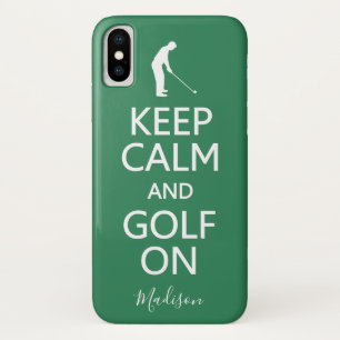 Houd kalm & Golf op douanenaam & kleur hoesjes
