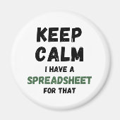 Houd kalm ik heb daar een spreadsheet voor - Excel Magneet (Voorkant)