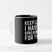 Houd kalm ik heb een spreadsheet voor dat tweekleurige koffiemok (Voorkant links)