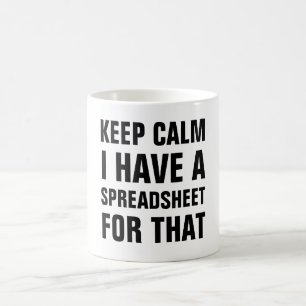 Houd kalm ik heb een spreadsheet voor die Lijst va Koffiemok
