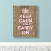 Houd kalm in roze op oud hout gestencild hout canvas afdruk (Insitu (Houten vloer))