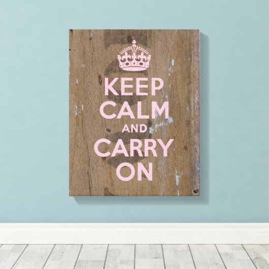 Houd kalm in roze op oud hout gestencild hout canvas afdruk (Insitu (Houten vloer))