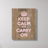 Houd kalm in roze op oud hout gestencild hout canvas afdruk (Voorkant)