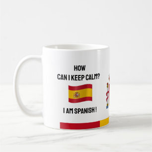 Houd kalm in Spanje en grappige tekst, Spaanse vla Koffiemok
