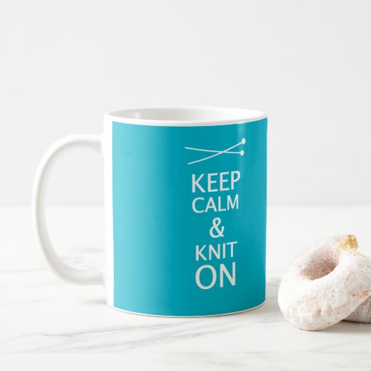 Houd kalm Knit op {Donker} Koffiemok (Met donut)
