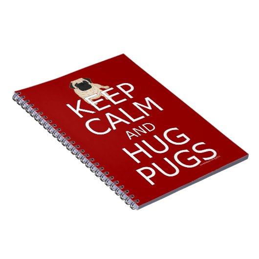 Houd Kalm Knuffel Pugs Tekst Rood blanco gevoerd Notitieboek (Rechterzijde)