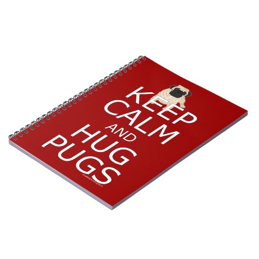 Houd Kalm Knuffel Pugs Tekst Rood blanco gevoerd Notitieboek (Linkerzijde)