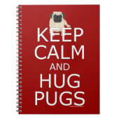Houd Kalm Knuffel Pugs Tekst Rood blanco gevoerd Notitieboek (Voorkant)