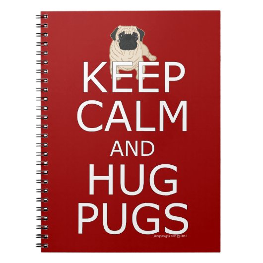 Houd Kalm Knuffel Pugs Tekst Rood blanco gevoerd Notitieboek (Voorkant)