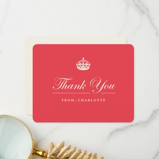 Houd kalm Koninklijke Kroon Chic Rood 21e Verjaard Bedankkaart (Voorkant / Achterkant in situ)