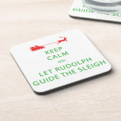 Houd kalm Laat de Rudolph Guide Sleigh Bier Onderzetter (Linkerzijde)