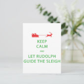 Houd kalm Laat de Rudolph Guide Sleigh Briefkaart (Staand voorkant)