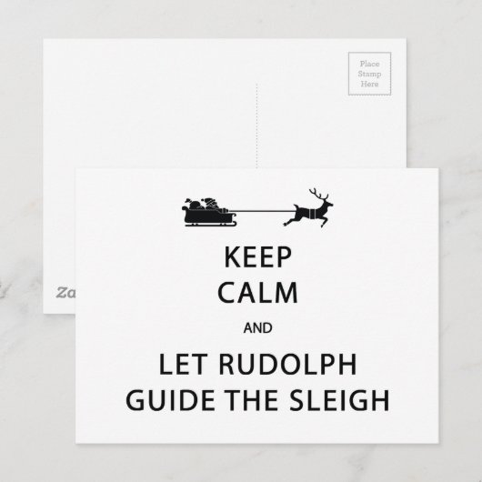 Houd kalm Laat de Rudolph Guide Sleigh Briefkaart (Voorkant / Achterkant)