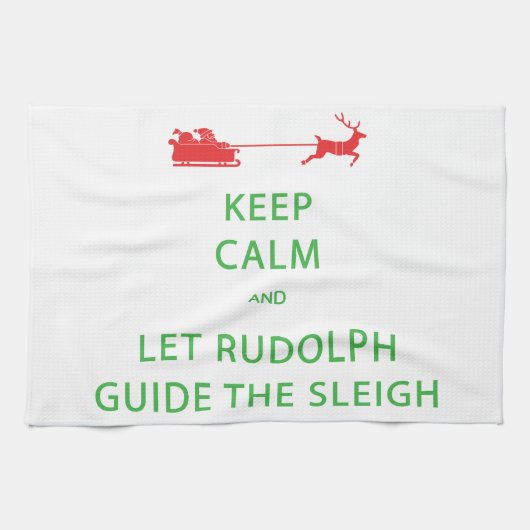 Houd kalm Laat de Rudolph Guide Sleigh Theedoek (Horizontaal)