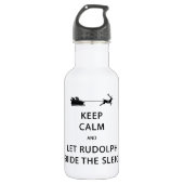 Houd kalm Laat de Rudolph Guide Sleigh Waterfles (Voorkant)