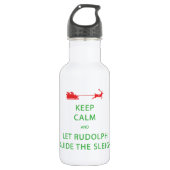 Houd kalm Laat de Rudolph Guide Sleigh Waterfles (Voorkant)