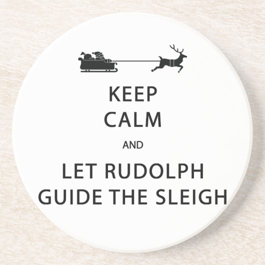 Houd kalm Laat de Rudolph Guide Sleigh Zandsteen Onderzetter (Voorkant)